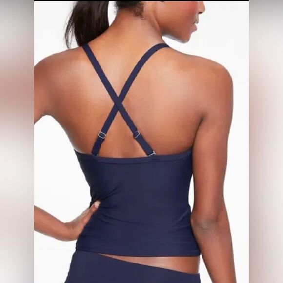 ATHLETA  Swim Twist Up Tankini Top Size 32D/DD Navy Blue NWT $69 386376 - Picture 3 of 11
